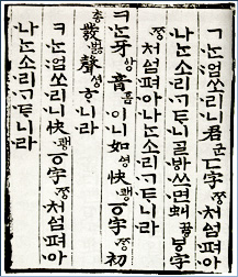 A Vorin szokpo egy oldala (a koreai fonetikus rs egyik els dokumentuma)